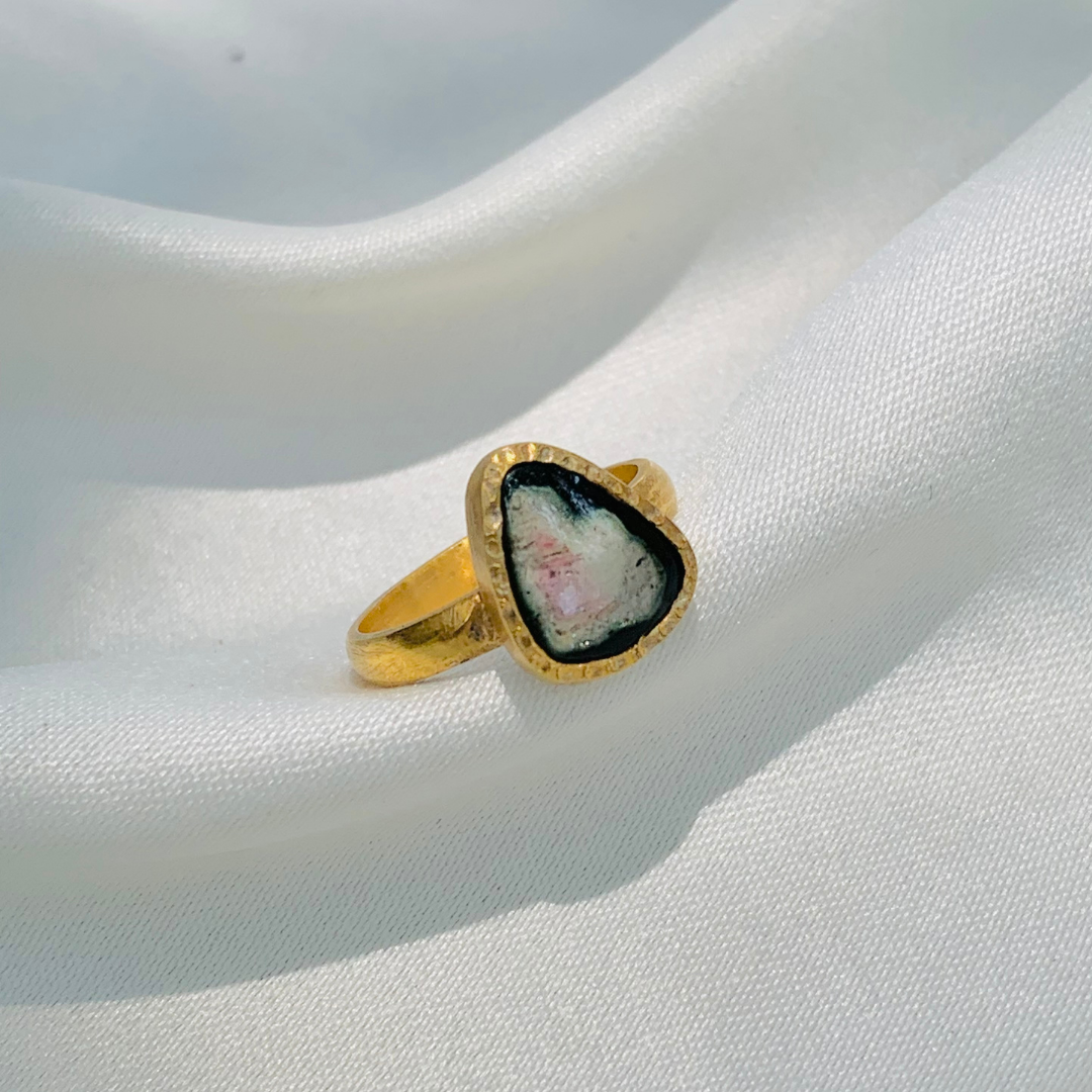 Gemstone Gold Plated Silver Tourmaline Ring