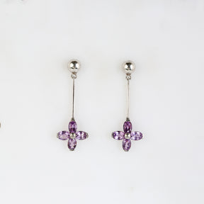 Flamenco Blue Topaz & Amethyst Silver 925 Earrings