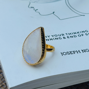 Abel Rainbow Moonstone 18k Gold Plated Silver 925 Ring