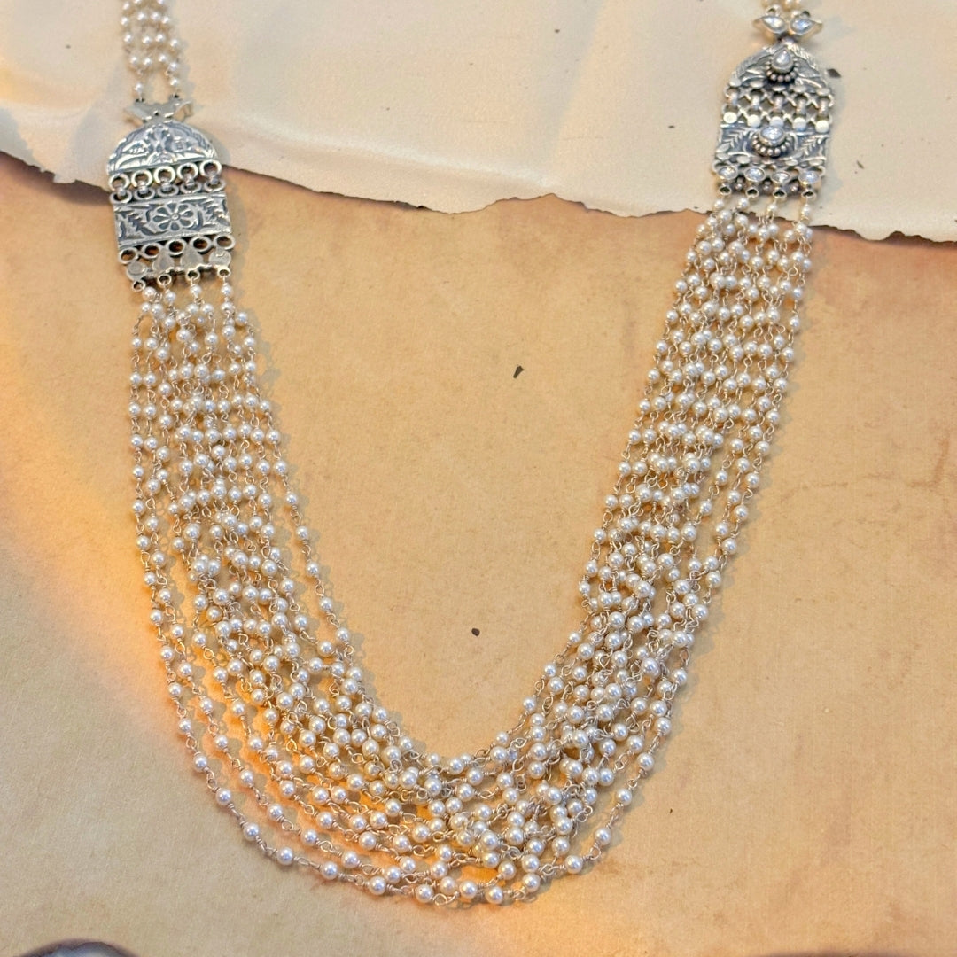 Festive Pearl Silver 925 Layered  Necklace