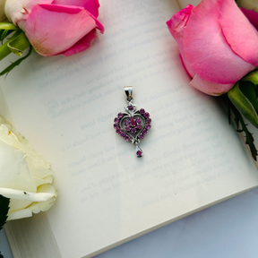 Cordelia Ruby Sterling Silver Heart Pendant