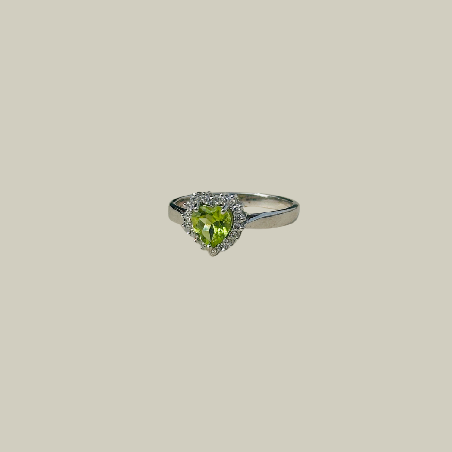 Callie 925 Silver Peridot Heart Ring