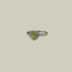 Callie 925 Silver Peridot Heart Ring