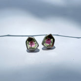 Everyday wear earrings Watermelon Tourmaline Silver 925 Studs