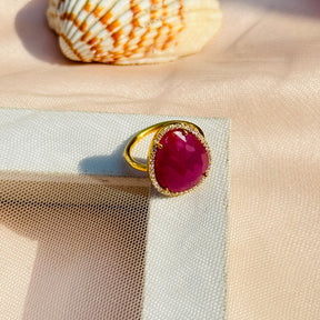 Ruby 18K Gold Plated Silver 925 Rings