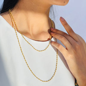 Plain 18k Gold Plated Silver 925 Chain Necklace, layer necklace