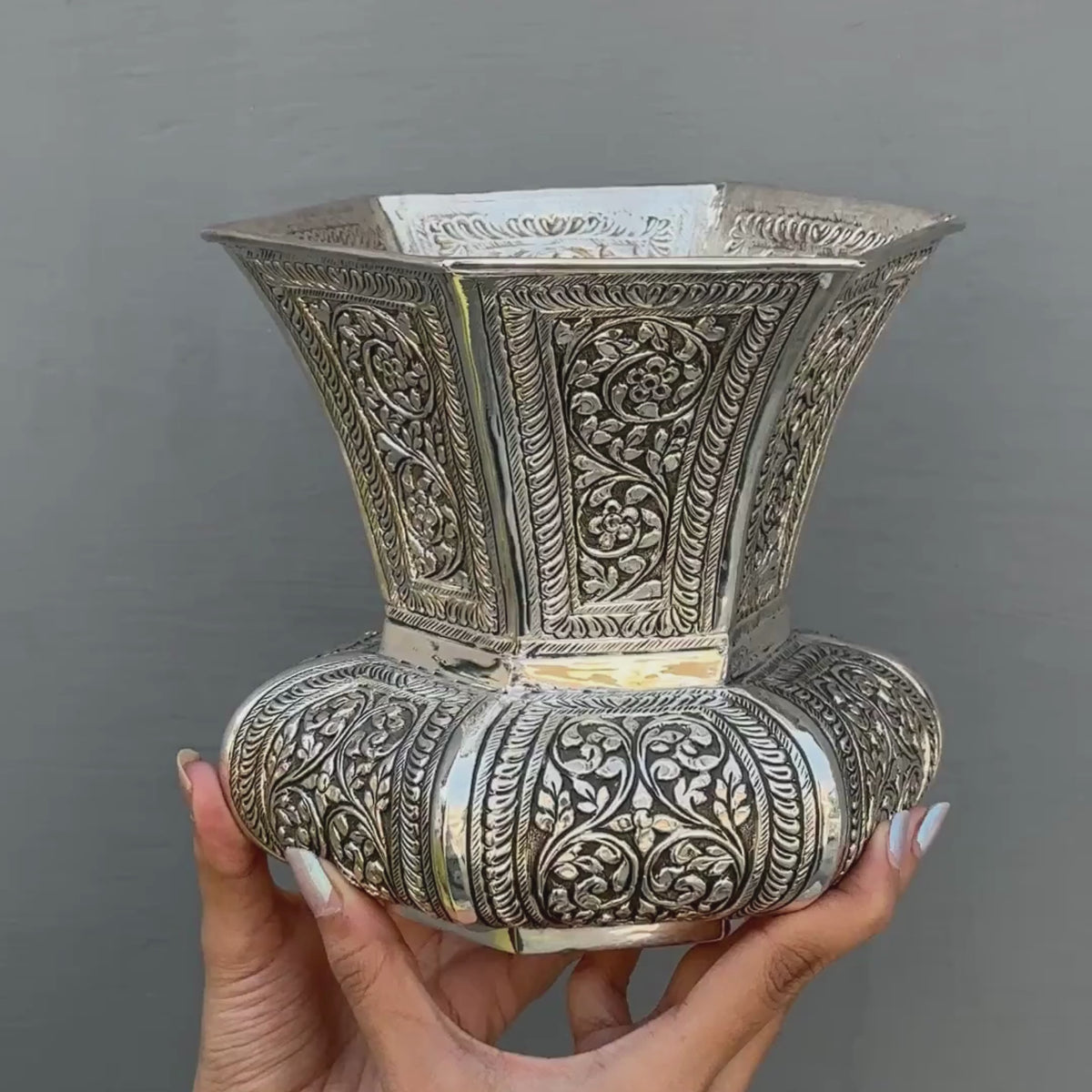 Kaira designed silver flower pot