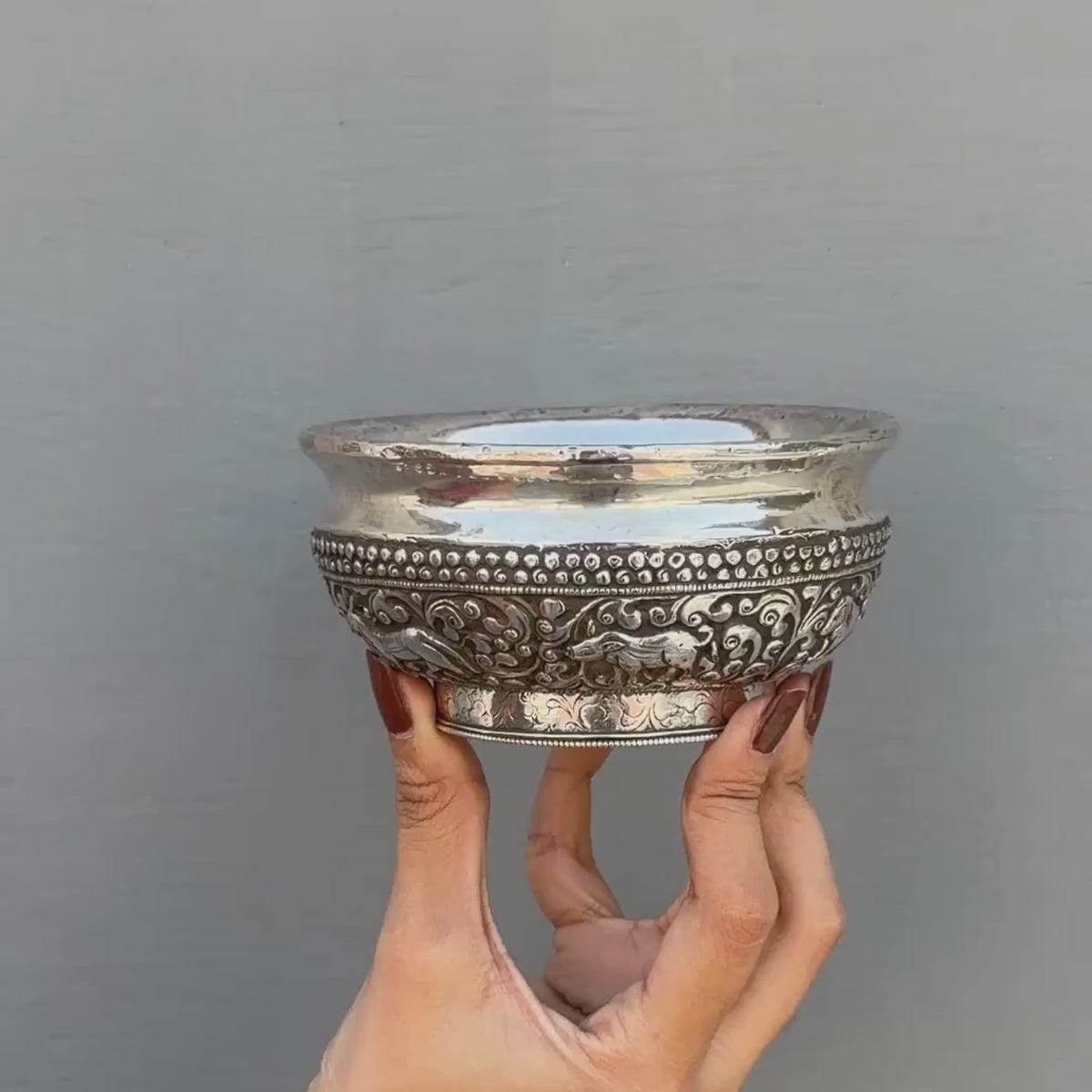 Naima wooden silver plated bowl