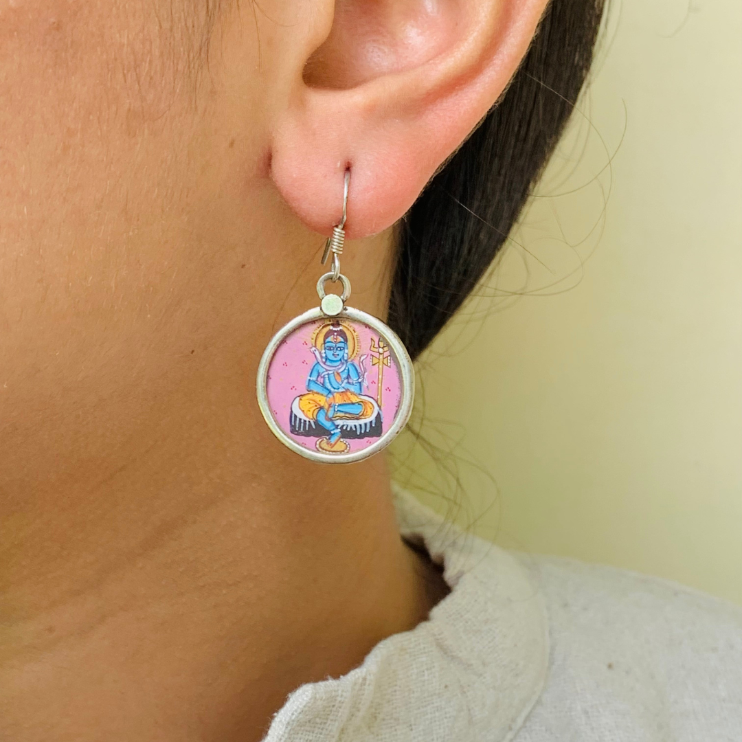 Chandrahaar Handpainted Miniature Art Earrings