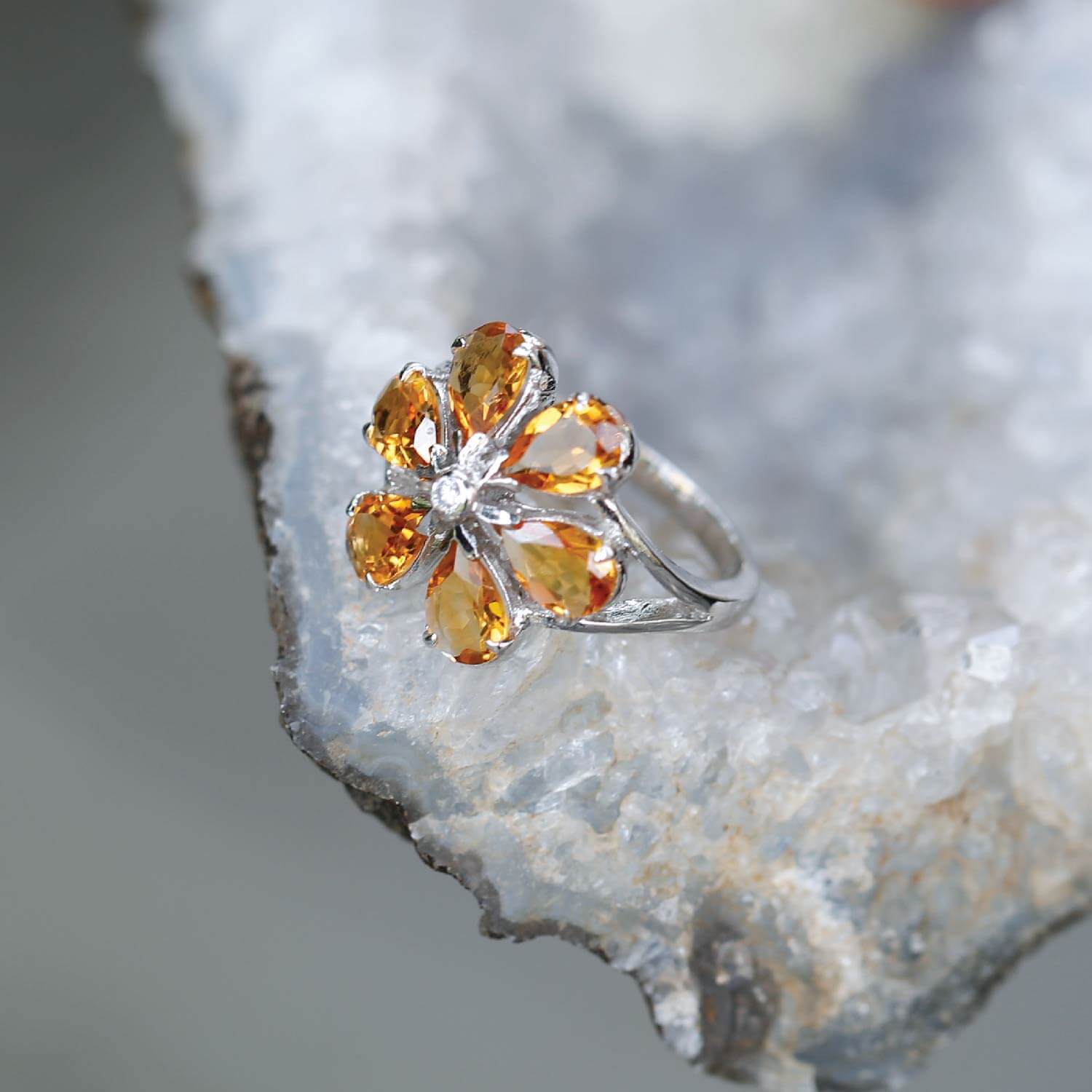 Berly Citrine Flower Ring