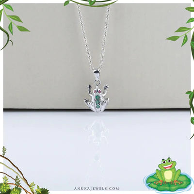Colorstone Studded Silver 925 Frog Pendant