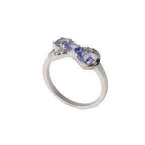 Tanzanite and Diamond Silver 925 Ring