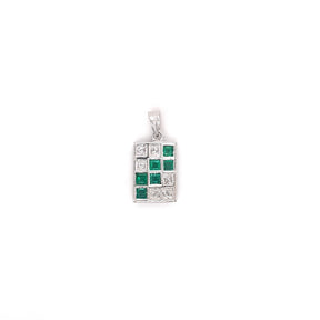 Charming diamond and emerald silver pendant