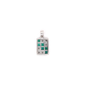 Charming diamond and emerald silver pendant