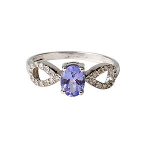 Charming Tanzanite and Diamond Silver 925 Ring