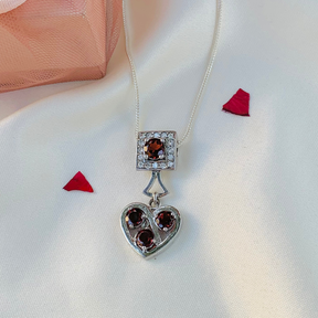 Blythe Garnet Sterling Silver Heart Pendant