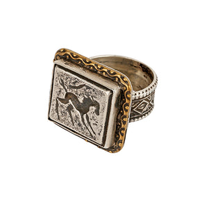 Horse Engraved Silver Ring