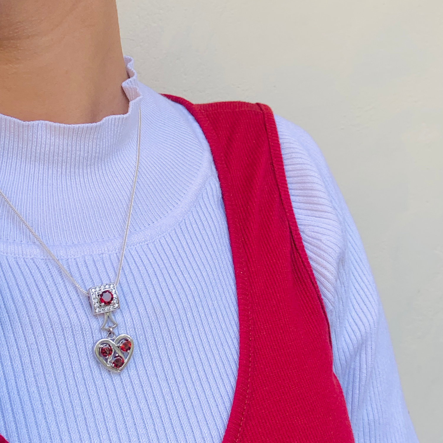 Blythe Garnet Sterling Silver Heart Pendant