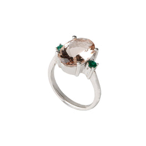Enchanting emerald & morganite lavishing ring