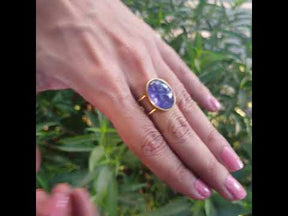 Tanzanite 18k Gold Plated Silver 925 Chain Ring