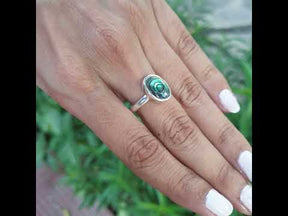 Sterling Silver oval Shape Ring With Abalone Shell