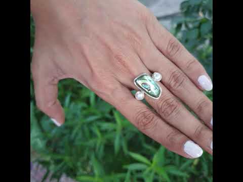 Pearl & Abalone silver ring