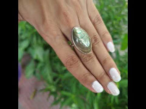 Oval shape Abalone silver ring