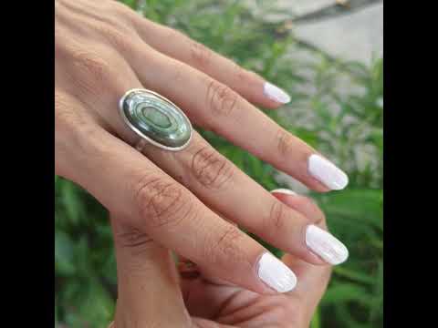 Starry night Abalone sterling silver ring