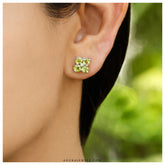 buy silver earrings, sterling silver earrings, buy peridot earrings, peridot jewelry, green earrings, peridot studs, green studs, silver studs