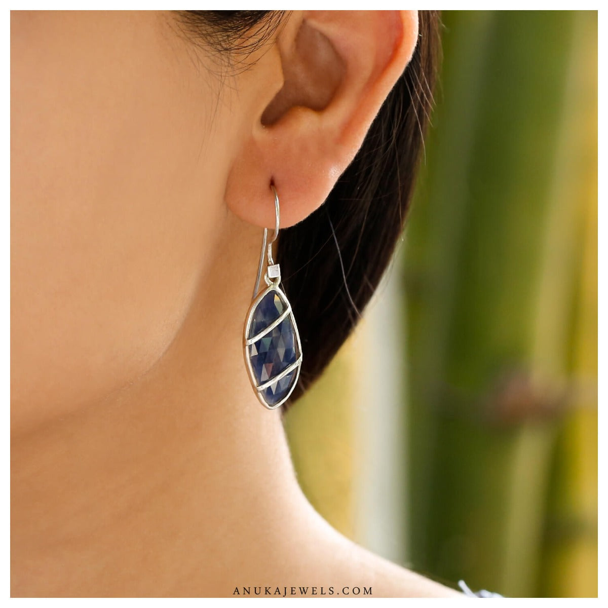 sapphire earrings, silver earrings, sterling silver earrings, buy sapphire earrings, sapphire jewelry, blue earrings