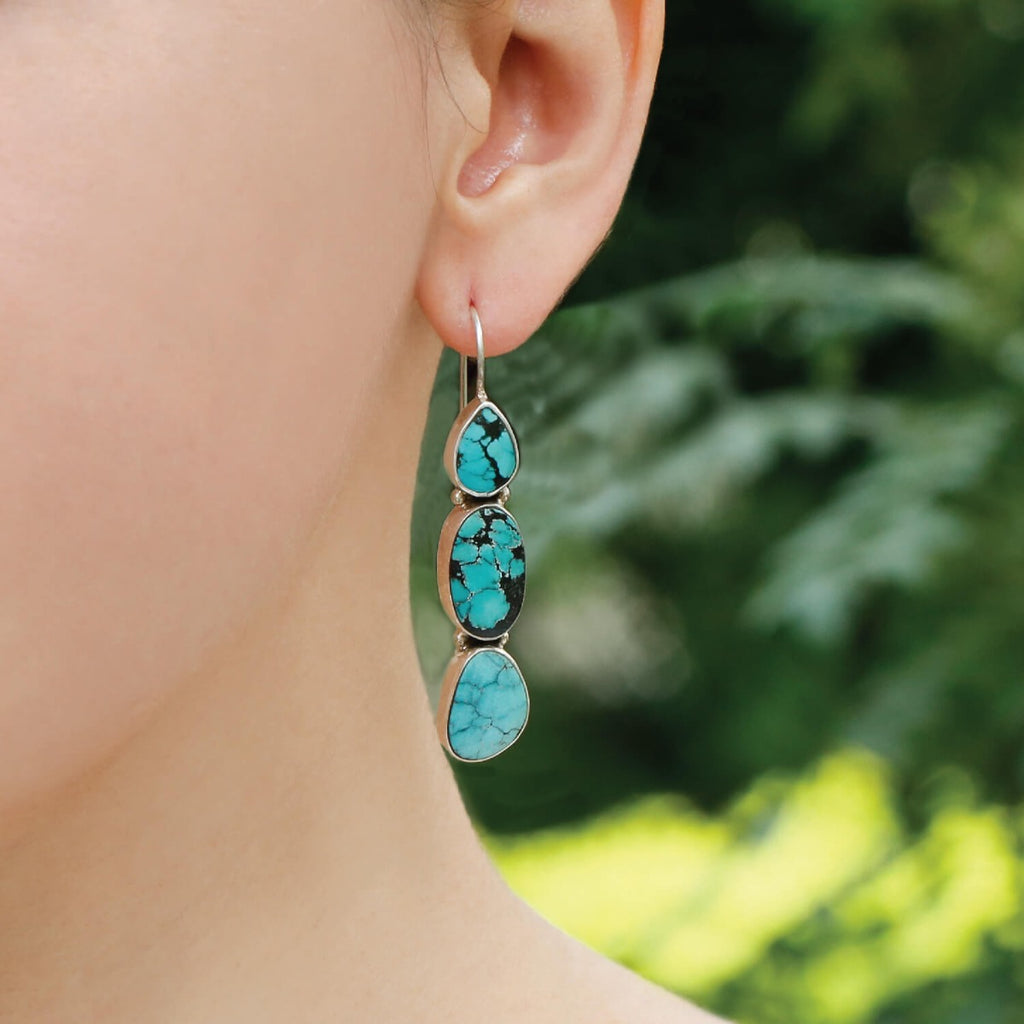 Adaa Turquoise Silver Earrings by MOHA