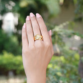 Radiant unevenly shaped gold plated silver ring, Sterling silver ring, 18K goldplated silver ring, modern ring