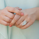 Stunning Aqua pentagon shaped 925 silver Ring