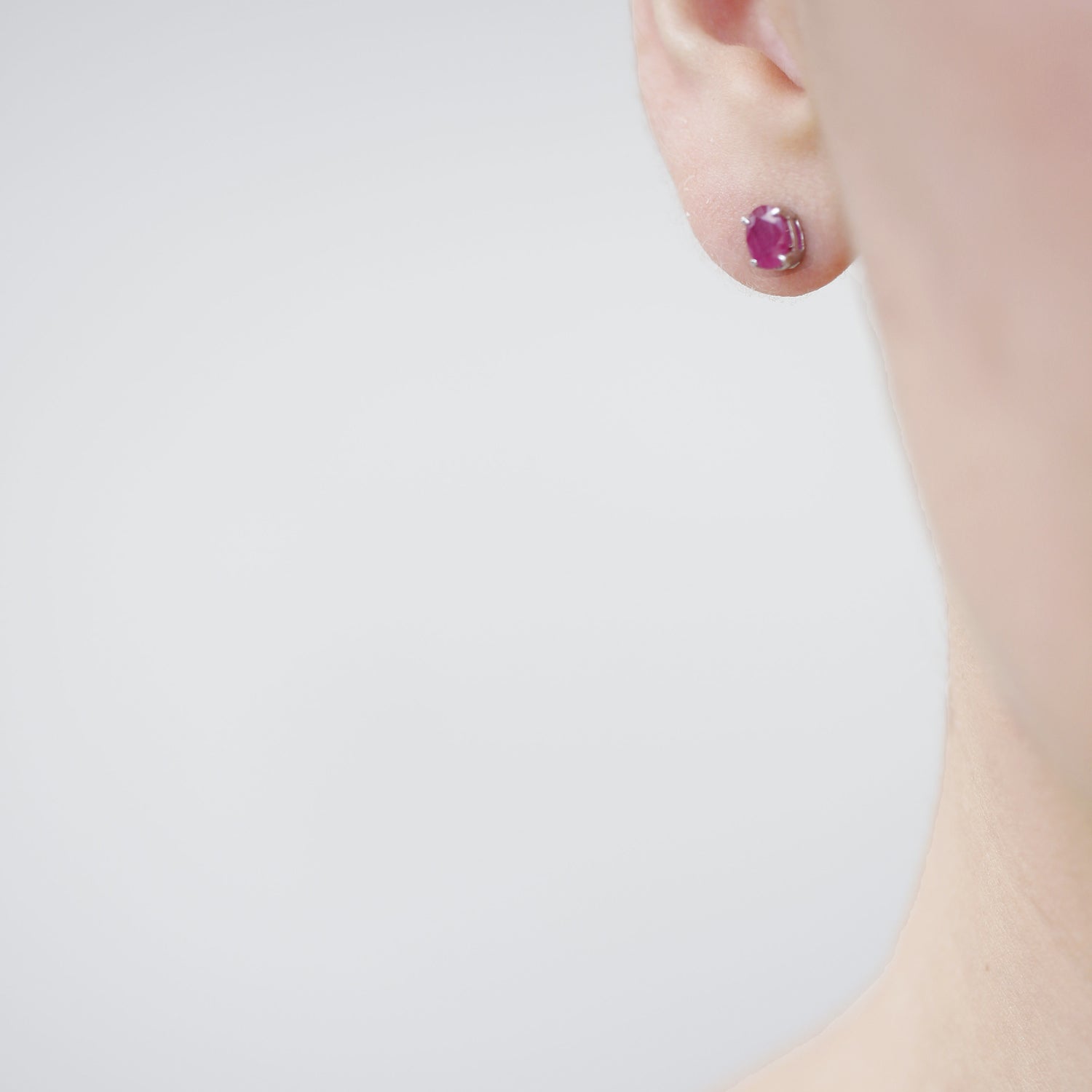 Silver Earrings with Oval Ruby