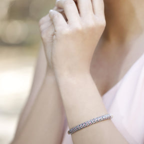 Silver Bangle with Ruby and Sapphire 