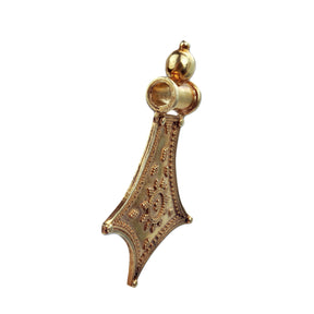 Kite shaped oxidised silver pendant with 18 k gold plating