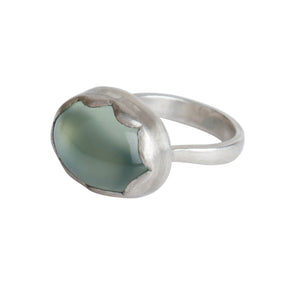  silver prehnite ring