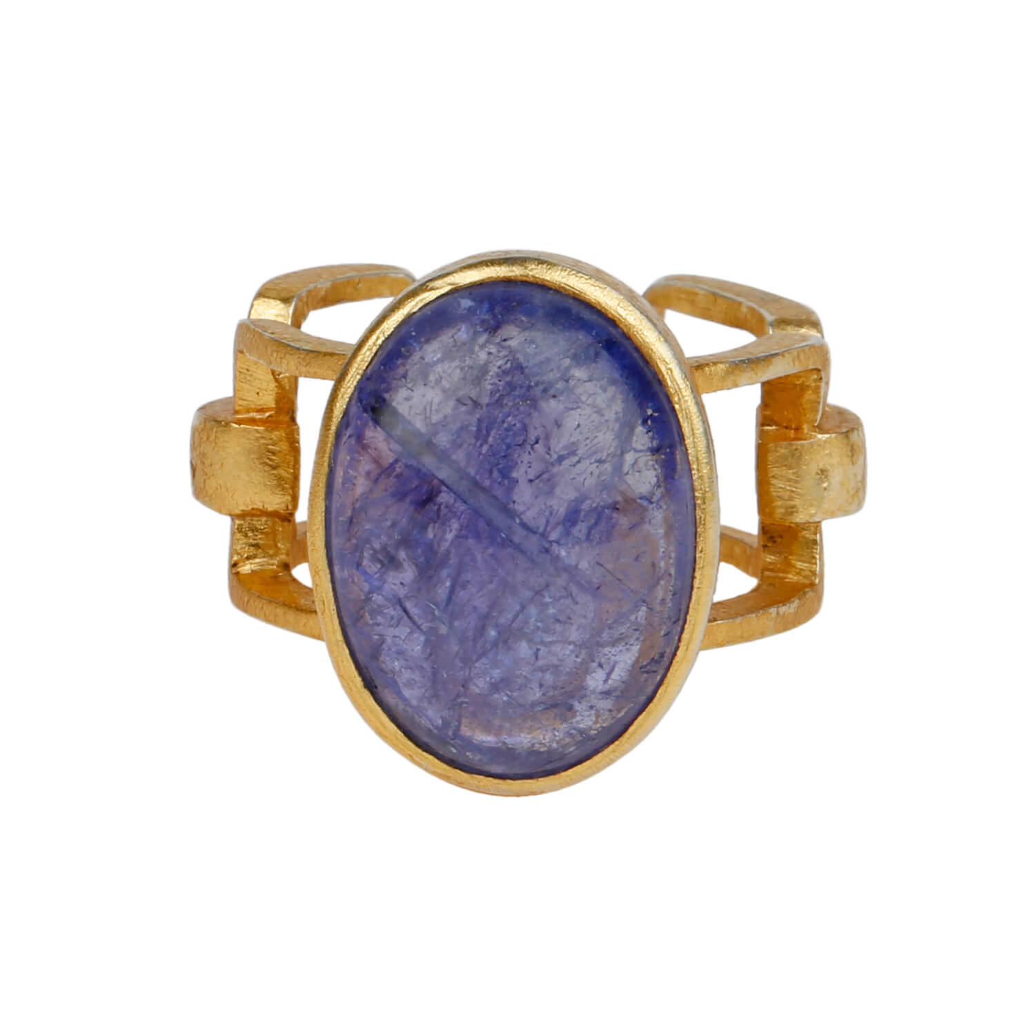 Tanzanite 18k Gold Plated Silver 925 Chain Ring
