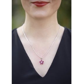 Silver Pendant with Ruby and Diamond