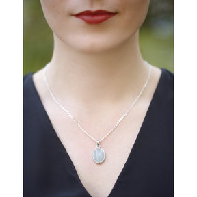 Oval cabochon Aquamarine Sterling Silver pendant