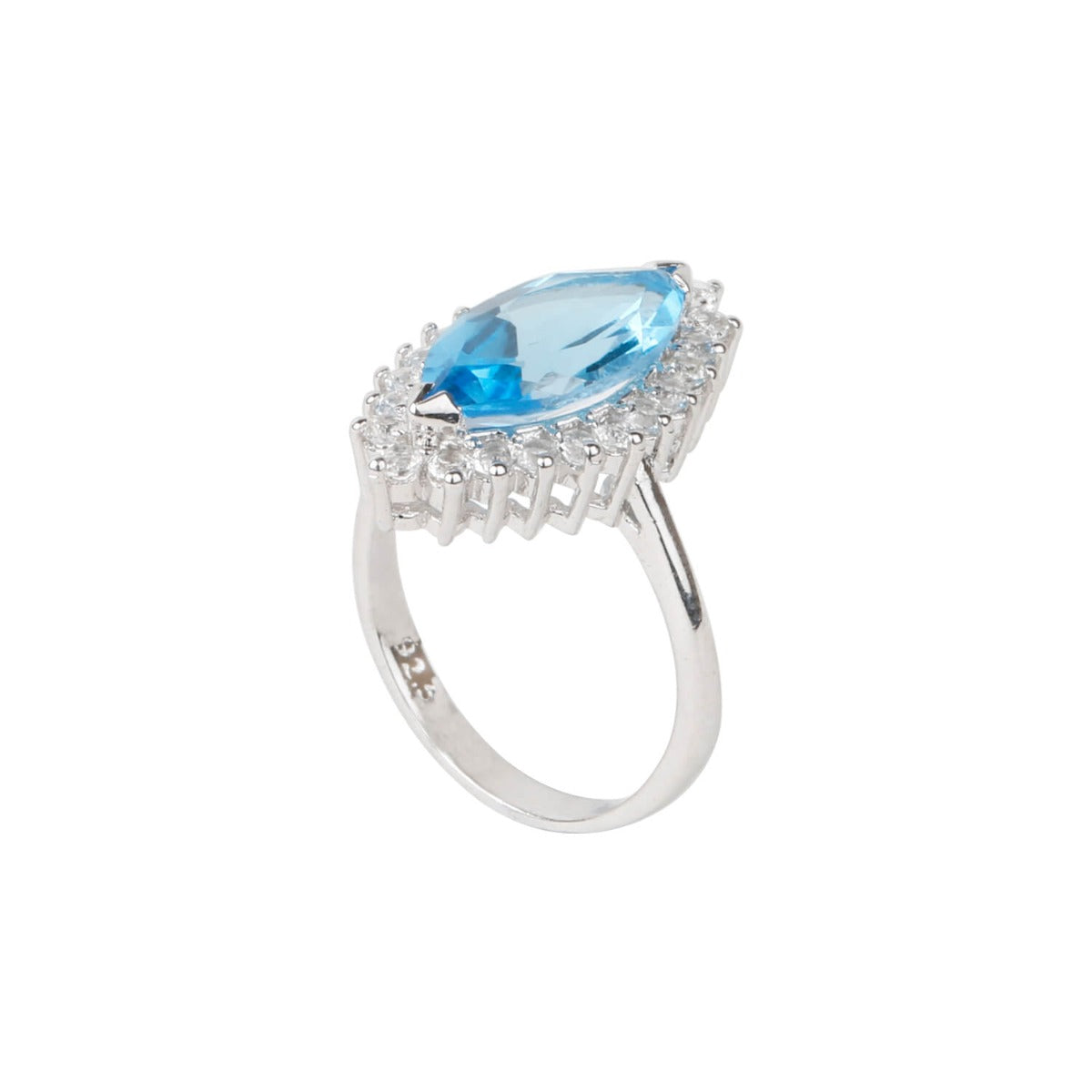Blue topaz marquise-cut ring