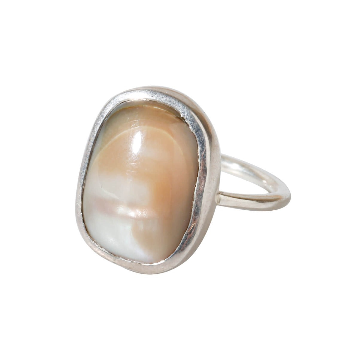 Curved edge Abalone silver ring