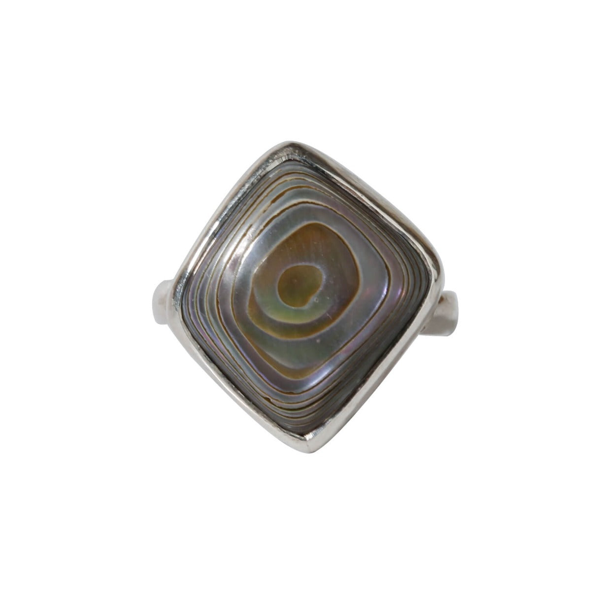 Sterling Silver Square Shape Ring With Abalone Shell