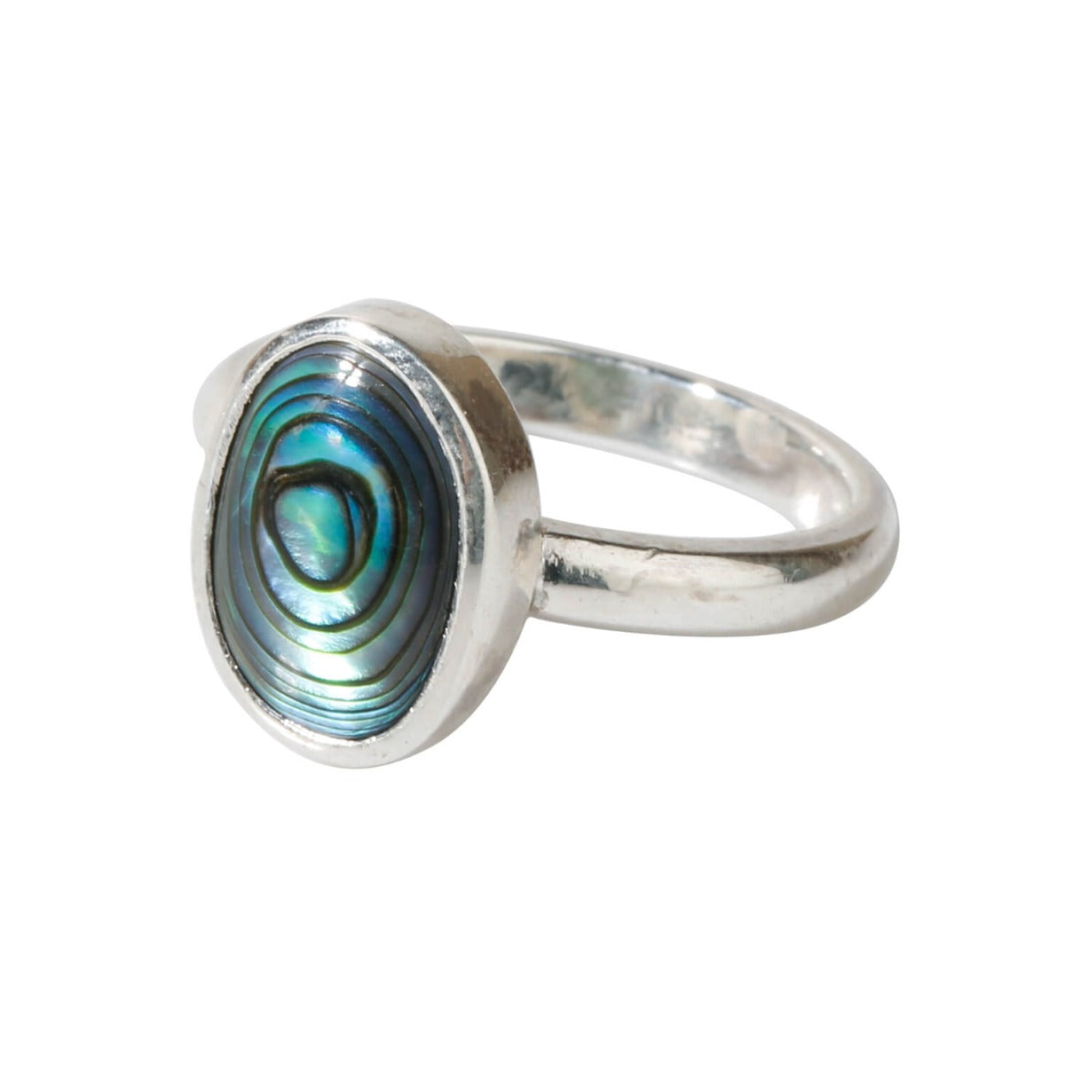 Sterling Silver oval Shape Ring With Abalone Shell