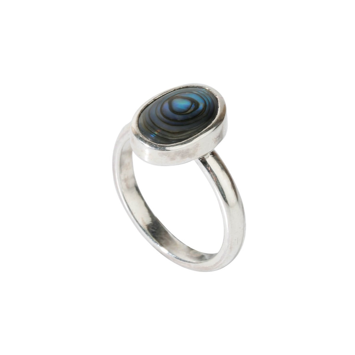 Sterling Silver oval Shape Ring With Abalone Shell