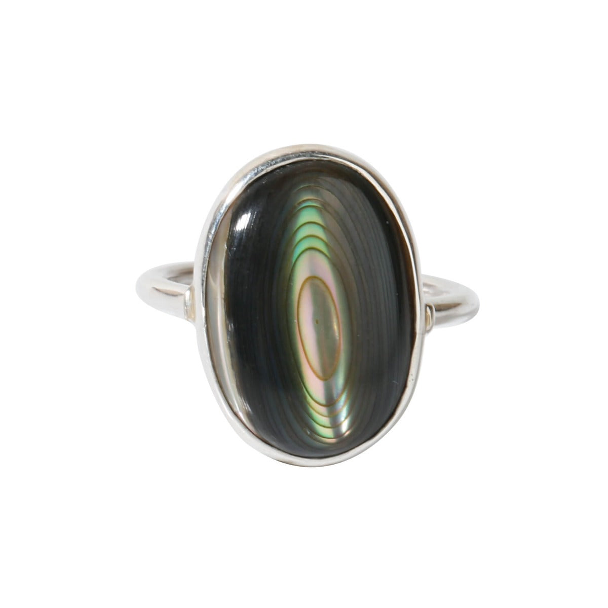 Dainty oval Abalone silver ring