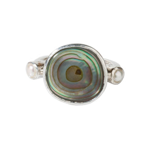 Pearl and Abalone silver ring