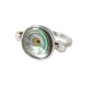 Pearl and Abalone silver ring