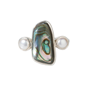 Pearl & Abalone silver ring