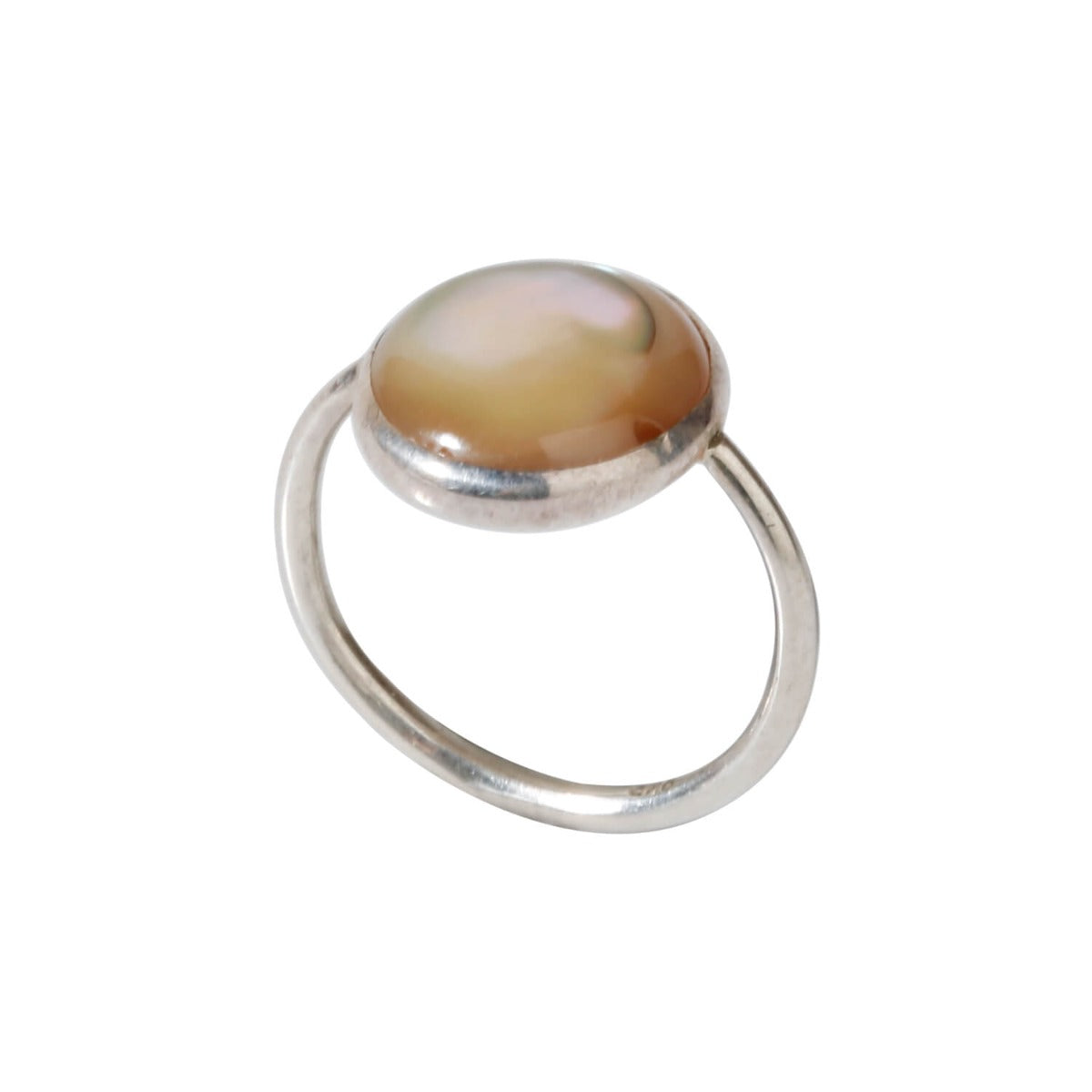 Round abalone silver ring